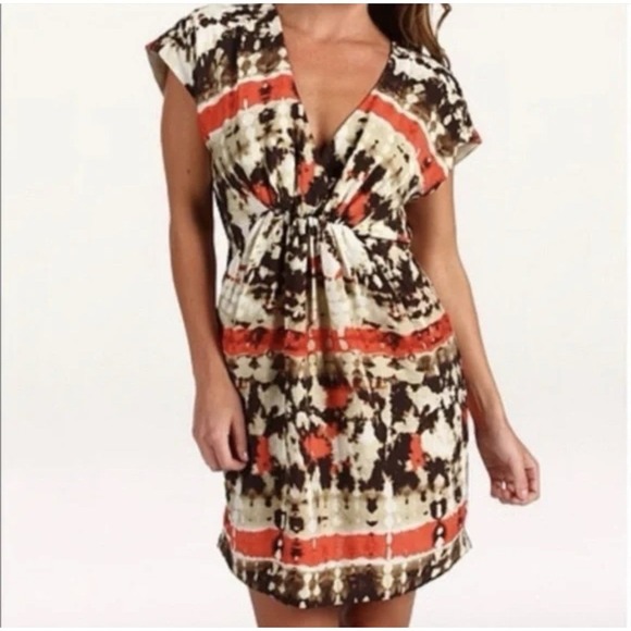 Vince Camuto Tie Dye Deep V-Neck Dress Size 12 - Picture 1 of 7